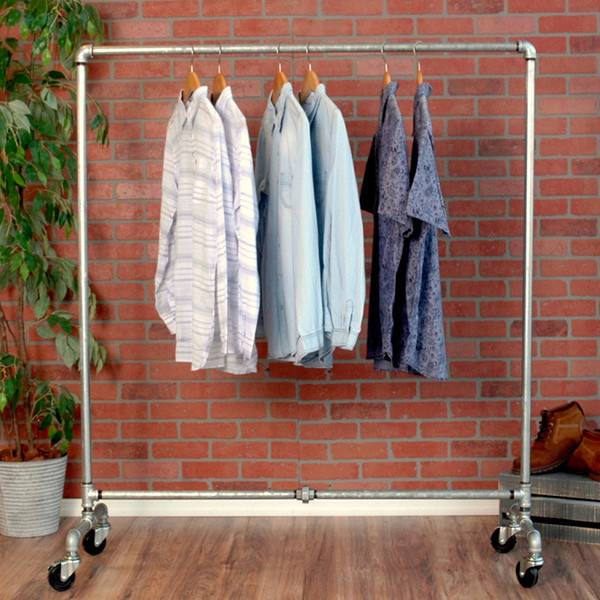 Industrial Pipe Rolling Clothing Rack | Galvanized ...