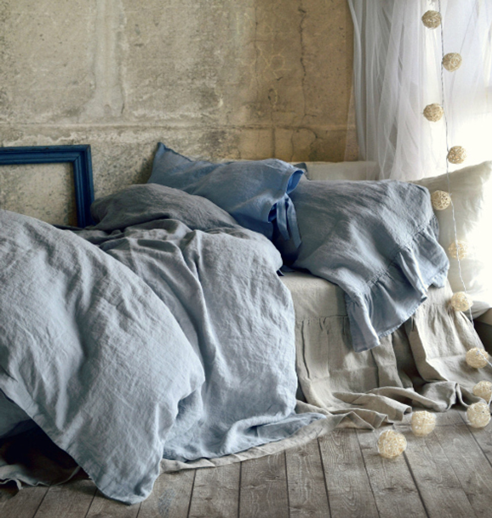 Pure Elegance Stonewashed Natural Linen Duvet Quilt Cover Pure Elegance Light Grey Stonewashed Linen Duvet Quilt Cover