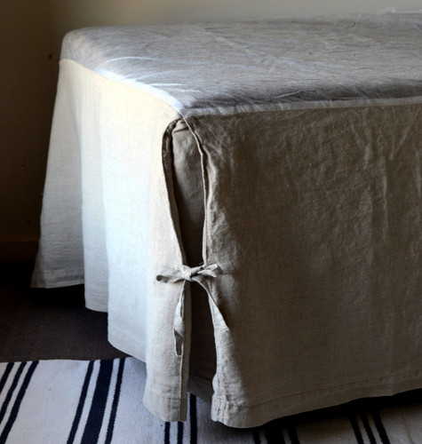 Box Pleated Dust Ruffle, Natural stonewashed linen