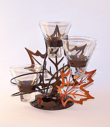 Autumn Maple Leaf Candle Holder Triple