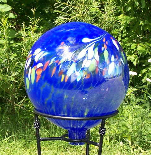 Garden Gazing Ball Circus Blue Iridized
