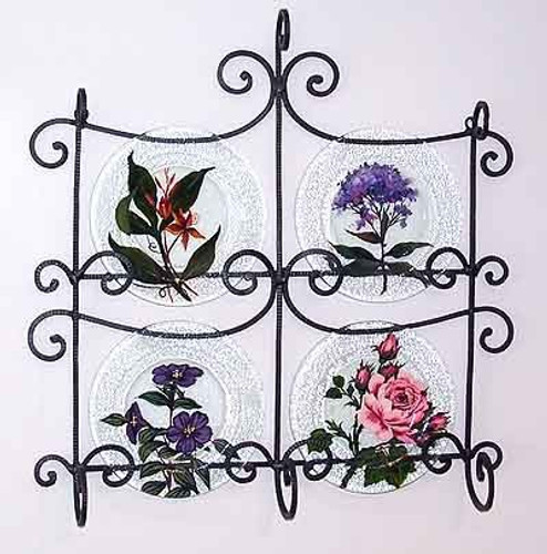 Floral Glass Plates, Set 4