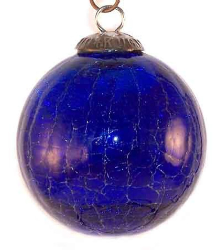 Brass Cap Cobalt Crackle Kugel