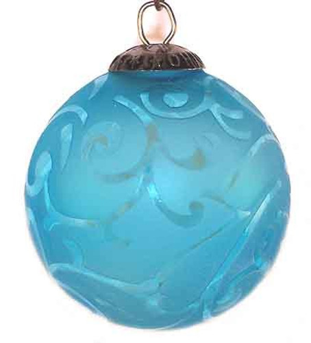 Brass Cap Aqua Etched Kugel