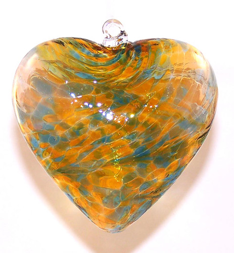 Large Heart Aqua / Gold