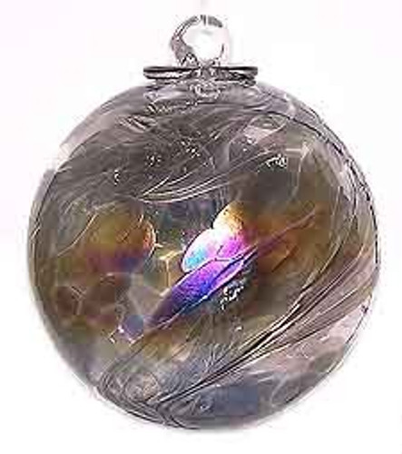 Witch Ball Iridescent Grey 6 Inch