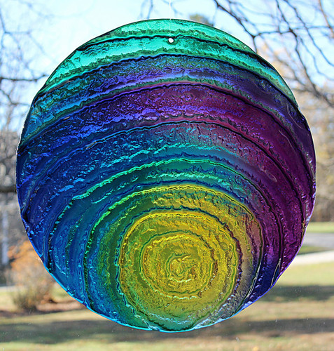Multicolor Water Glass Sun Disk "Pebble Drop"