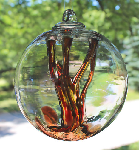 Enigmatic Witch Ball Iridescent Autumn Colors