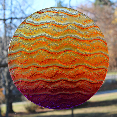 Water Glass Sun Disk "Gentle Wave Sunset Colors "
