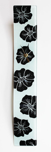 Arciform Billet Clock "Black Blossoms on White"