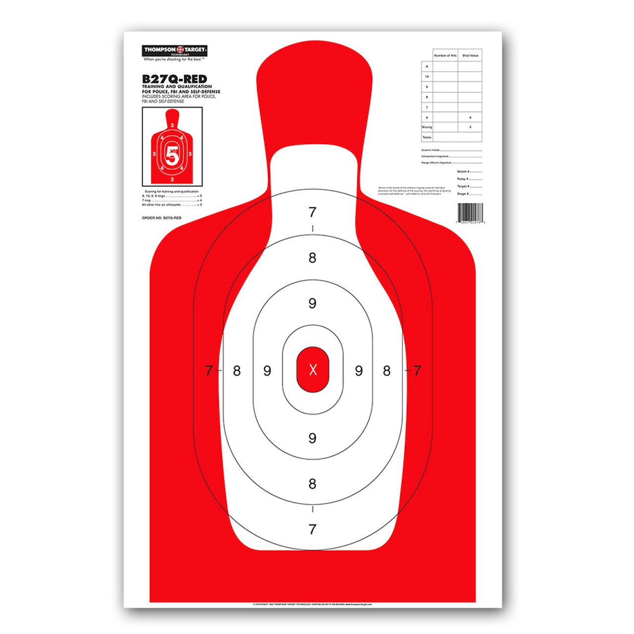 B27Q Red Silhouette Pistol Qualification Shooting Targets