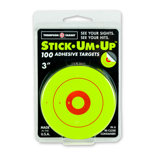 Thompson Target Stick-Um-Up 3" Bright Green Adhesive Shooting Targets - Front Thompson Target Stick-Um-Up 3" Bright Green Adhesive Shooting Targets - Front