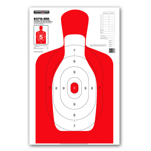 B27Q-RED Silhouette Law Enforcement & Qualification Pistol Handgun Indoor Range Gun Shooting Targets by Thompson B27Q-RED Silhouette Law Enforcement & Qualification Pistol Handgun Indoor Range Gun Shooting Targets by Thompson