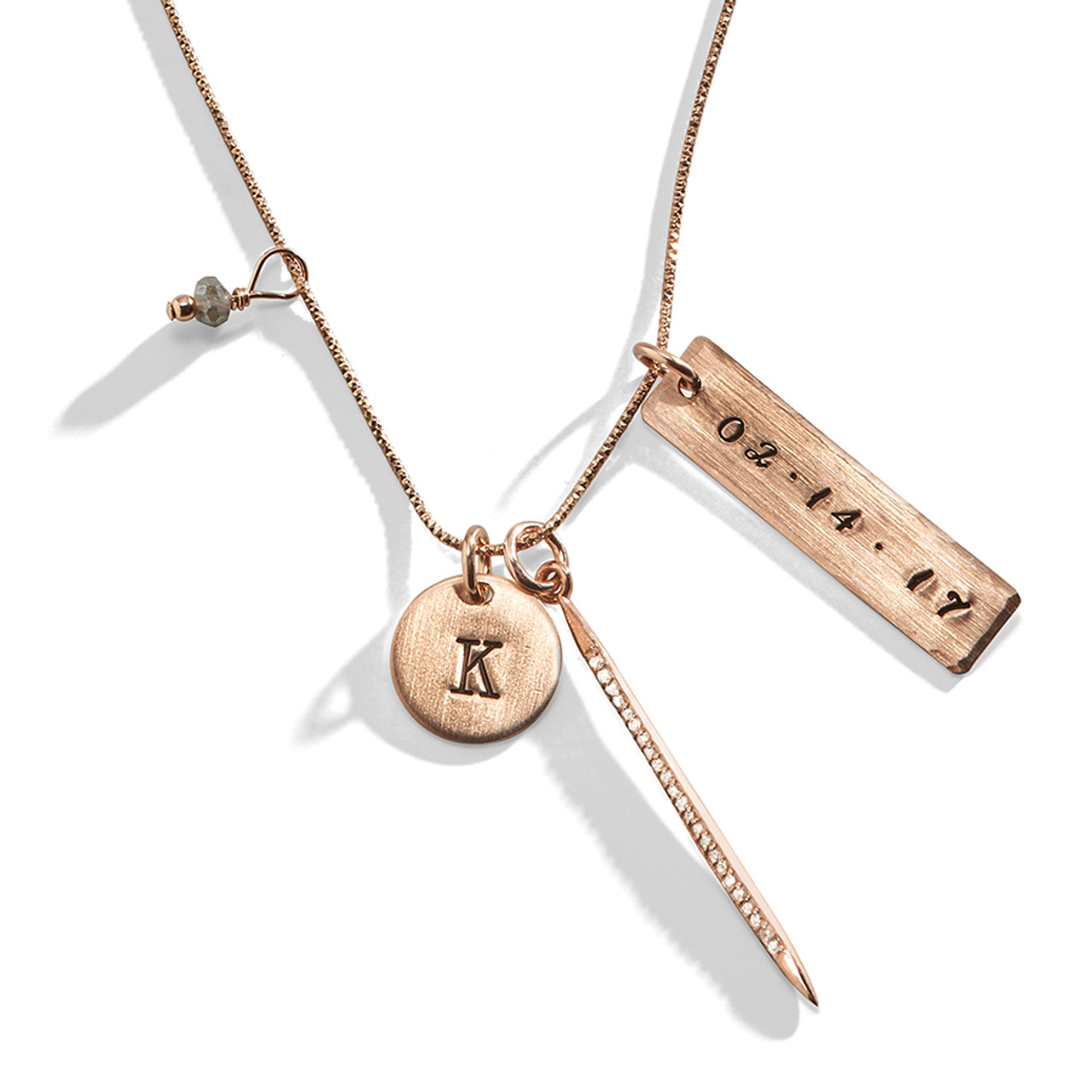 darlington rose gold diamond personalized necklace