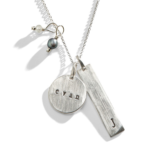 Stamped Charm Necklace Mom Jewelry Unique Mothers Jewelry