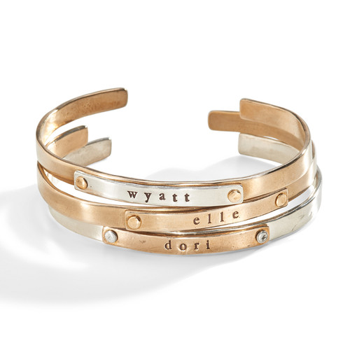 Jett Multi-Metal Riveted Personalized Cuff Bracelet Jett Multi-Metal Riveted Personalized Cuff Bracelet
