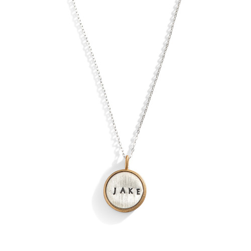 Double Rim Stamped Charm Necklace Double Rim Stamped Charm Necklace