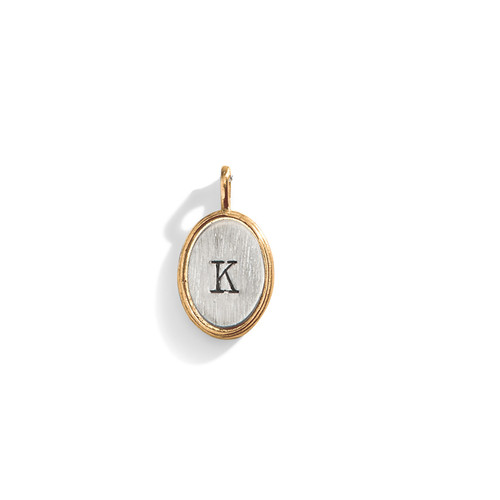 Double Rim Oval Initial Charm Double Rim Oval Initial Charm