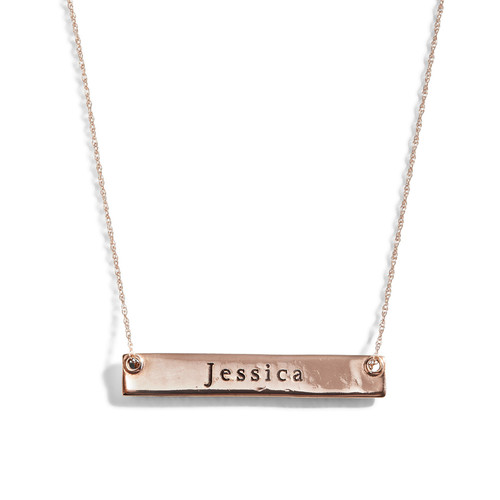 Demi 14K Gold Bar Nameplate Necklace in Rose Gold Demi 14K Gold Bar Nameplate Necklace in Rose Gold