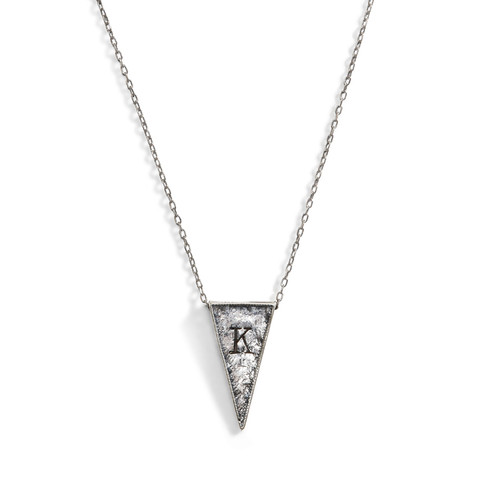 Jacques Triangle Initial Necklace in Sterling Silver. Jacques Triangle Initial Necklace in Sterling Silver.