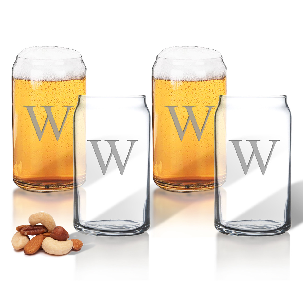 personalized beer can glasses gift set standard carving options