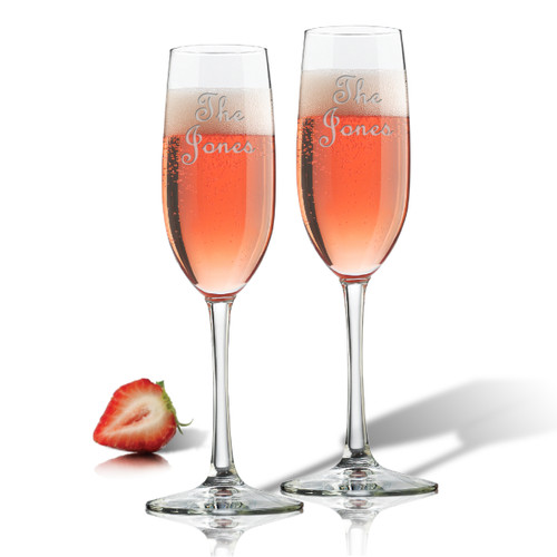 personalized champagne flute set of 2 glass personalized carved
