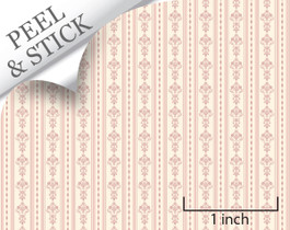 Bouquet Stripe, Pink. 1:48 quarter scale peel and stick wallpaper Bouquet Stripe, Pink. 1:48 quarter scale peel and stick wallpaper