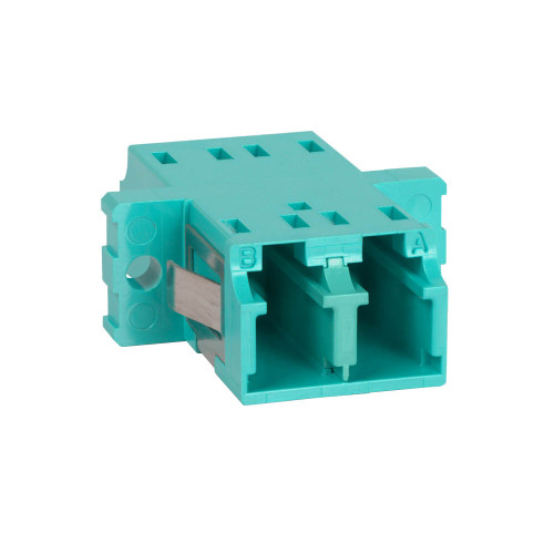 LC to LC Fiber Optic SC Mount with Duplex Adapter in 10G Aqua Cable with Metal Sleeve LC to LC Fiber Optic SC Mount with Duplex Adapter in 10G Aqua Cable with Metal Sleeve