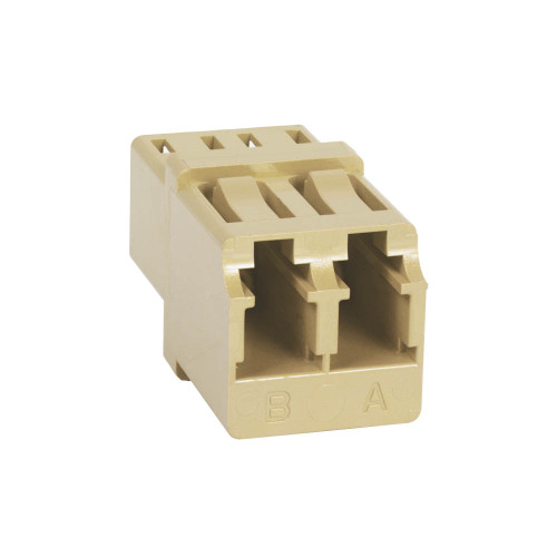 LC to LC Fiber Optic Square Mount with Duplex Adapter in Beige with Metal Sleeve LC to LC Fiber Optic Square Mount with Duplex Adapter in Beige with Metal Sleeve