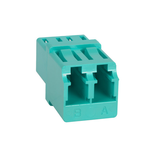 LC to LC Fiber Optic Square Mount with Duplex Adapter in 10G Aqua with Metal Sleeve LC to LC Fiber Optic Square Mount with Duplex Adapter in 10G Aqua with Metal Sleeve
