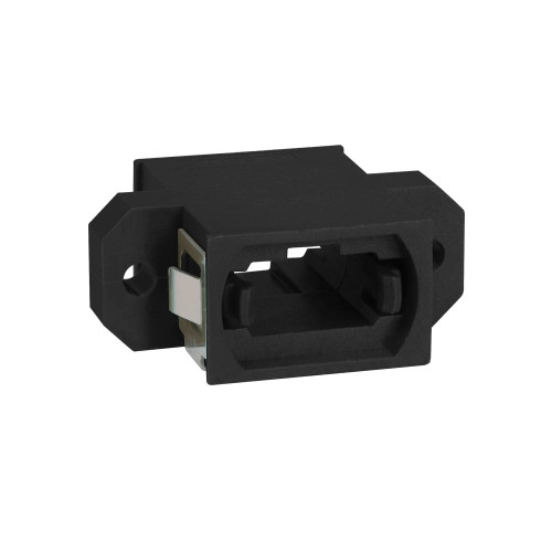 MPO Fiber Optic Adapter Feed Through in Black with Standard Footprint and Opposite Key MPO Fiber Optic Adapter Feed Through in Black with Standard Footprint and Opposite Key