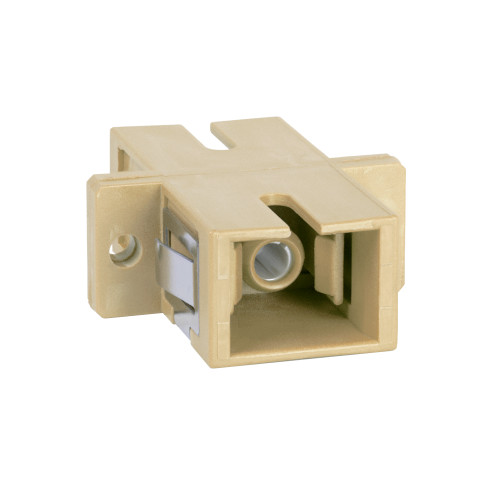 SC to SC Fiber Optic SC Mount with Simplex Adapter in Beige with Metal Sleeve SC to SC Fiber Optic SC Mount with Simplex Adapter in Beige with Metal Sleeve