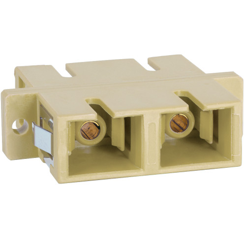 SC to SC Fiber Optic SC Mount withDuplex Adapter in Beige with Metal Sleeve SC to SC Fiber Optic SC Mount withDuplex Adapter in Beige with Metal Sleeve