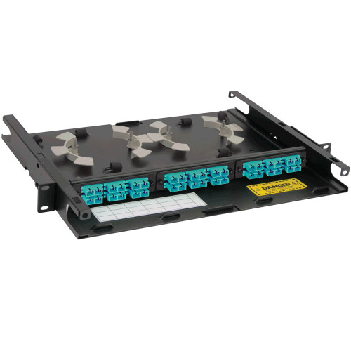SC-SC Fiber Optic Rack Mount Enclosure Pre-configured with 3 Adapter Panels with 36 10G Aqua Fibers SC-SC Fiber Optic Rack Mount Enclosure Pre-configured with 3 Adapter Panels with 36 10G Aqua Fibers