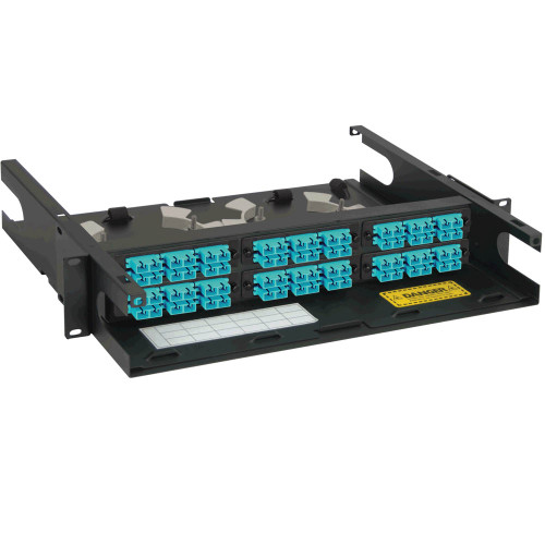 SC to SC Fiber Optic Rack Mount Enclosure Preconfigured with 6 Adapter Panels with 72 10G Aqua Fibers SC to SC Fiber Optic Rack Mount Enclosure Preconfigured with 6 Adapter Panels with 72 10G Aqua Fibers