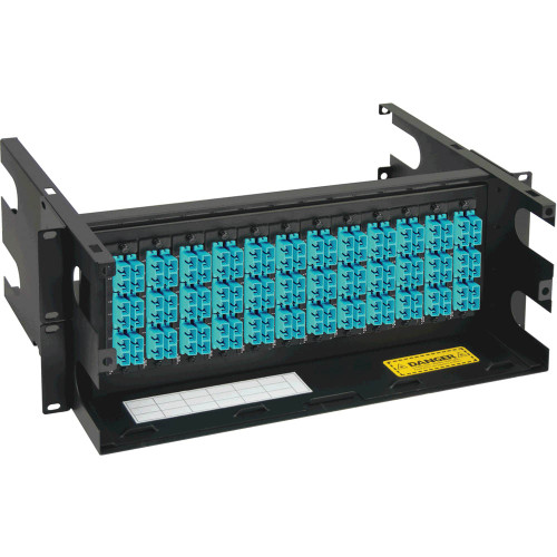SC to MPO Fiber Optic Rack Mount Enclosure Preconfigured with 12 Cassettes with 144 10G Aqua Fibers SC to MPO Fiber Optic Rack Mount Enclosure Preconfigured with 12 Cassettes with 144 10G Aqua Fibers