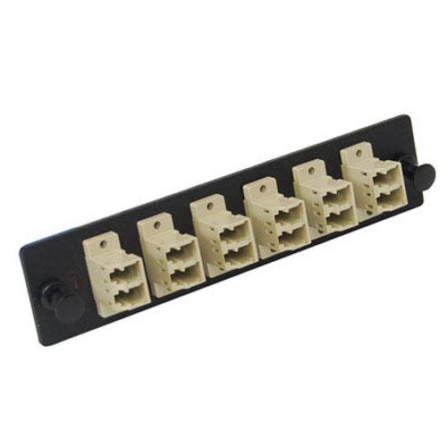 LC to LC Fiber Optic LGX Adapter Panel with Beige Multimode Adapters for 12 Fibers LC to LC Fiber Optic LGX Adapter Panel with Beige Multimode Adapters for 12 Fibers