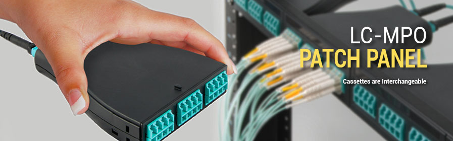 LC-MPO Patch Panel - Cassettes are Interchangeable