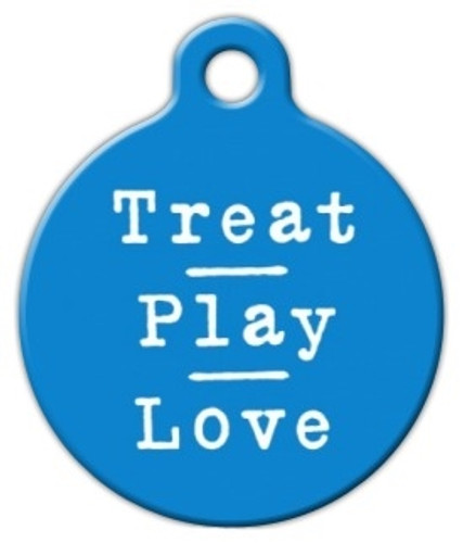 Blue Treat Play Love Dog ID Tag