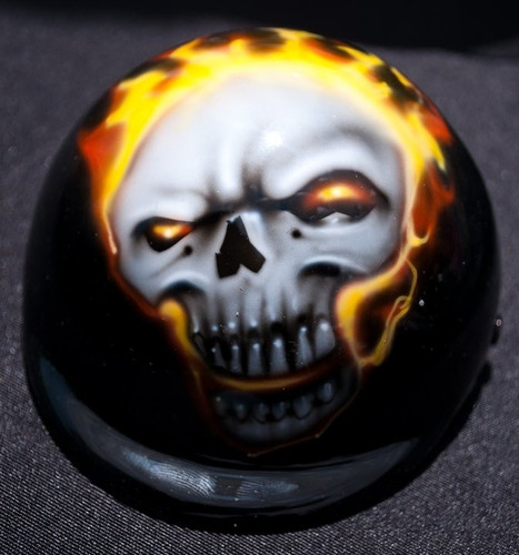 Airbrushed Flaming Skull Dog Helmet
