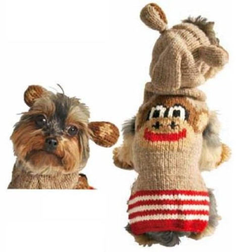 Fair Trade Sock Monkey Hoodie Dog Sweater