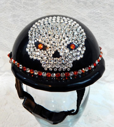 Black Bling Skull Dog Helmet