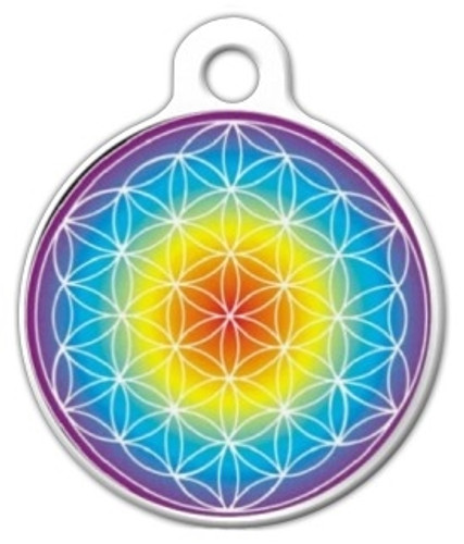Rainbow Flower of Life Dog ID Tag