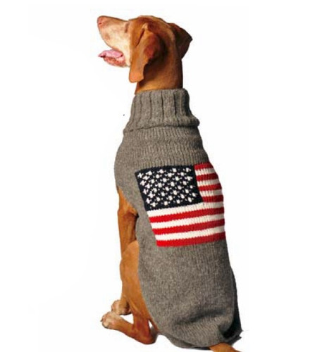 Fair Trade American Flag Hoodie Dog Sweater