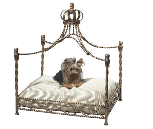 Antique Gold Crown Dog Bed