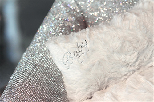 silver crystal dog bed detail