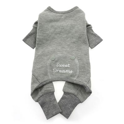 Thermal Dog Pajamas | sweet dreams grey thermal dog pajamas