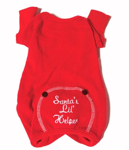 "Santa's Little Helper" Thermal Dog Pajamas - Red