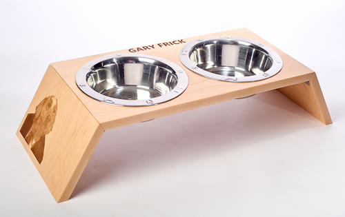 Custom Laser Etched Raised Travel Dog Feeder with Folding Legs