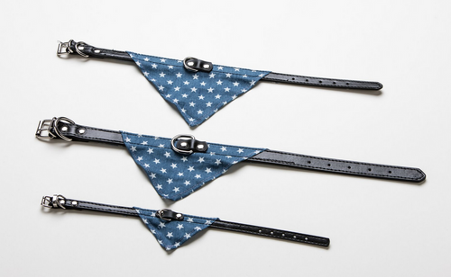 star print denim bandana dog collars